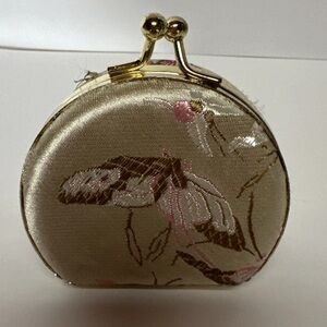 Source Unknown Gold and Pink Jewelry Cosmetic Case
